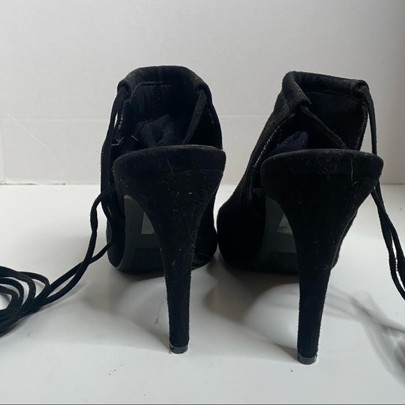 Black Suede Lace Up Mules - Picture 5 of 6
